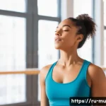 Home 21 뮤지컬 보컬 훈련 - A professional musical theatre vocalist practicing breathing techniques in a bright rehearsal studio...